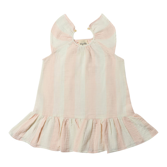 Benny Dress in Pink Stripe Gauze