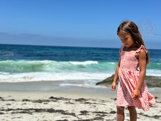 Jill Dress in Coral Gingham