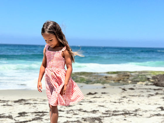 Jill Dress in Coral Gingham