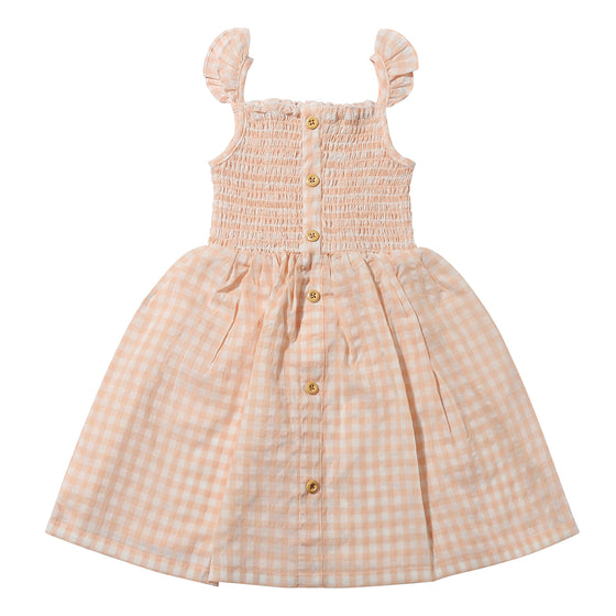 Jill Dress in Peach Gingham
