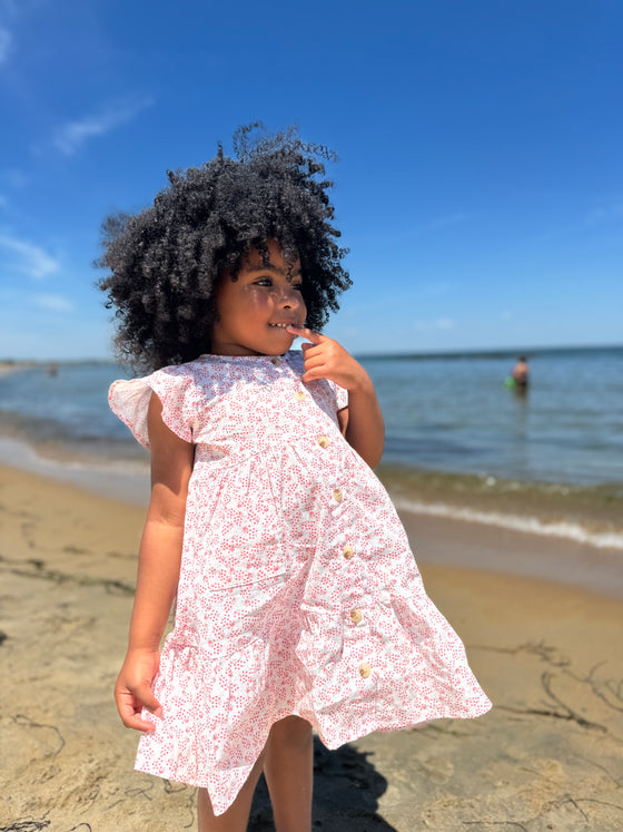 Avery Dress in Coral Sprig
