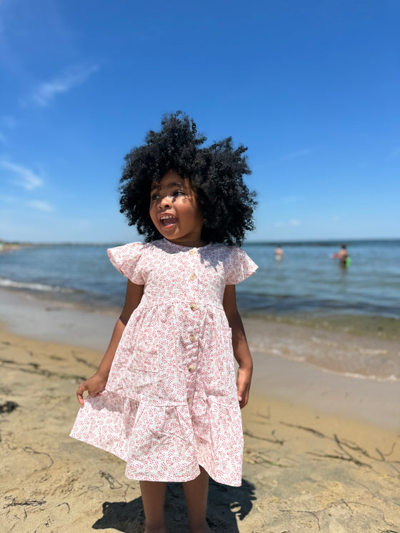 Avery Dress in Coral Sprig