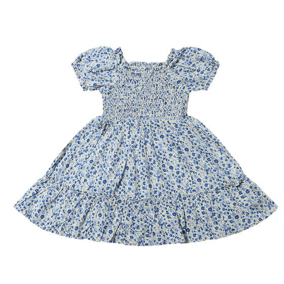 Dehlia Dress in Blue Meadow Flowers