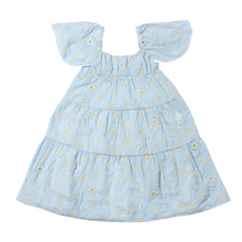  Pale Blue floral eyelet cotton sun dress, size 12-18m-16years