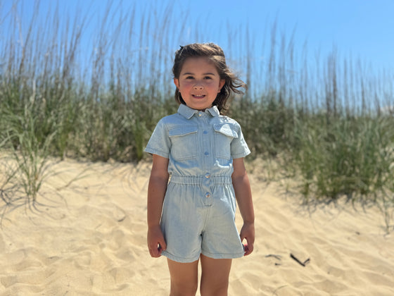 Addison Romper in light Denim