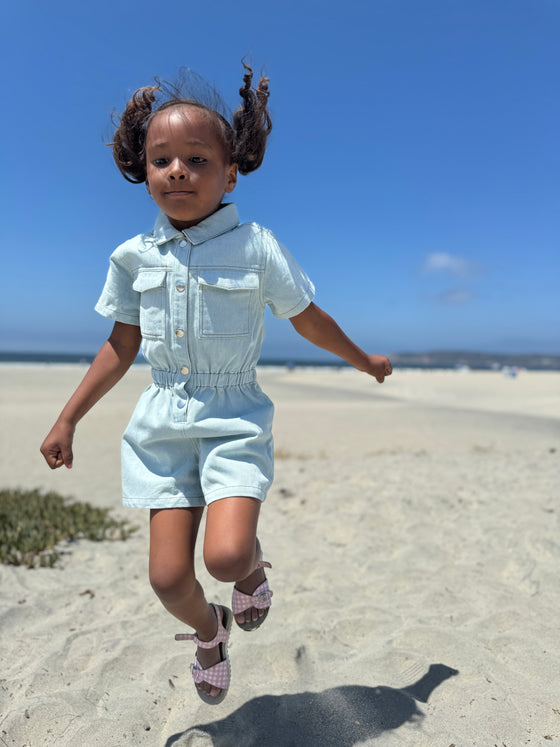 Addison Romper in light Denim