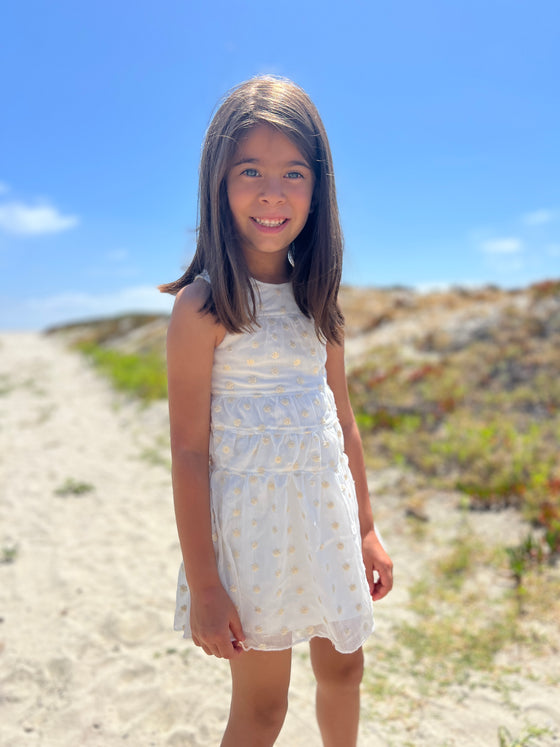 Marley Dress in Ivory Mesh Dot