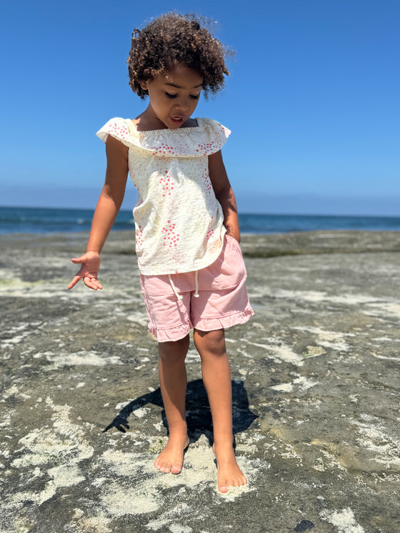 Zoe top in pink spring floral