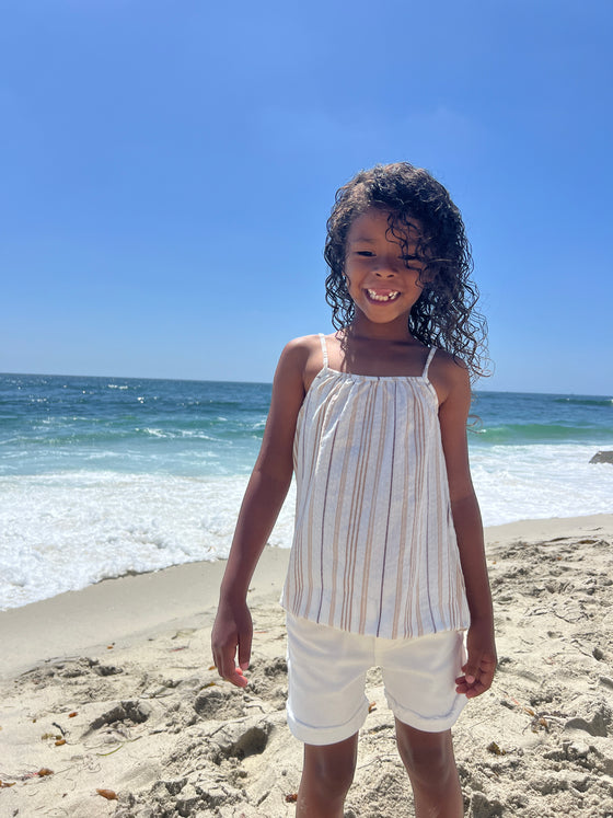 Mallory Tank in tan Stripe