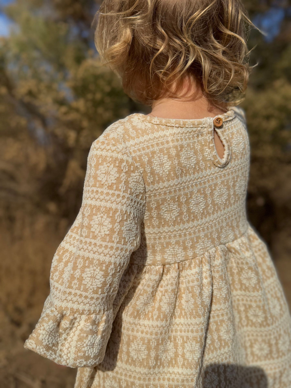Paige Dress in Gold Snowflake