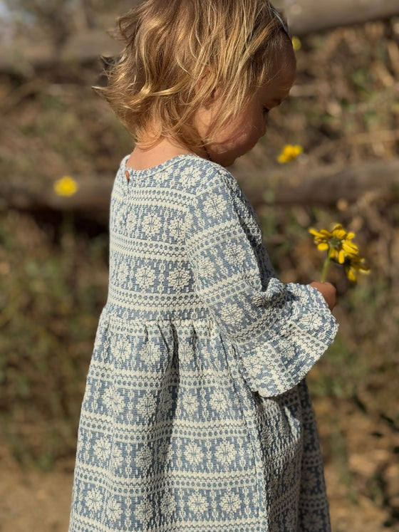 Paige Dress in Blue Snowflake