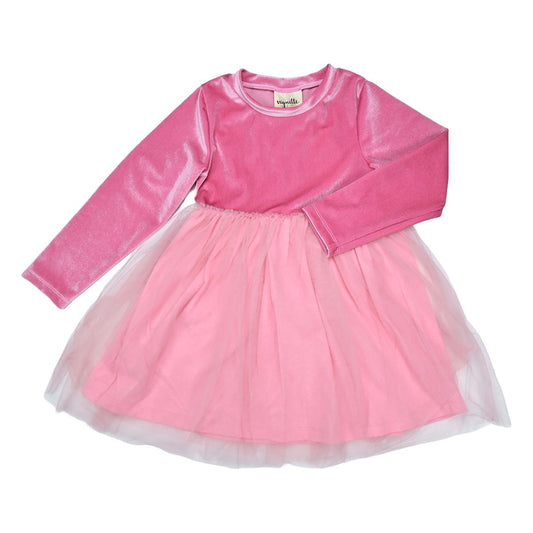 Eva Dress in Pink Velvet