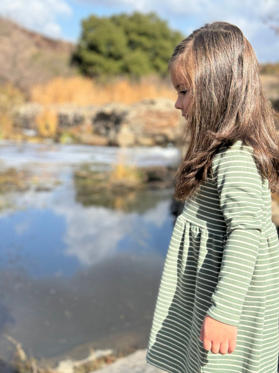 Madigan Dress in Green Stripe