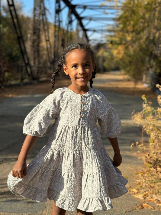 Sadie Dress in Taupe Eyelet