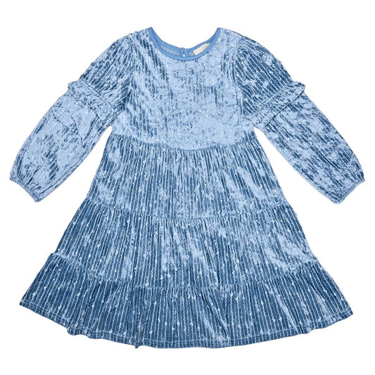 Eliana Dress in Blue Sequin Velvet