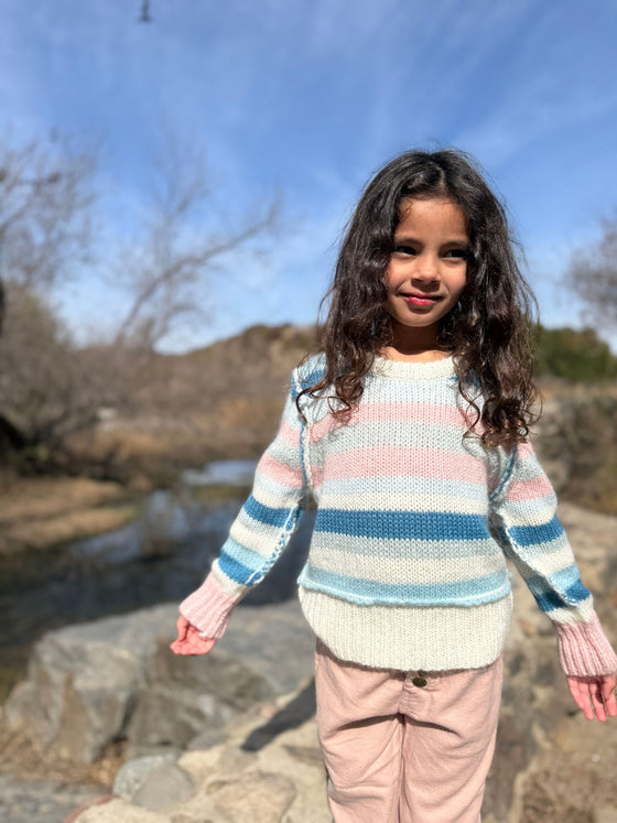 Donna Sweater in Blue/Pink Stripe