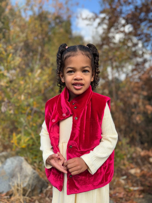 Parker Vest in Red Velvet