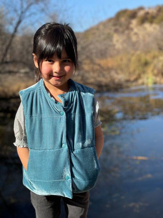 Parker Vest in Teal Velvet