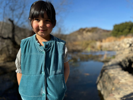 Parker Vest in Teal Velvet