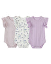 wren onesies in lavender stripe/floral/pointelle