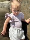 wren onesies in lavender stripe/floral/pointelle