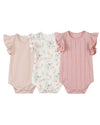 wren onesies in pink stripe/floral/pointelle