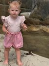 wren onesies in pink stripe/floral/pointelle