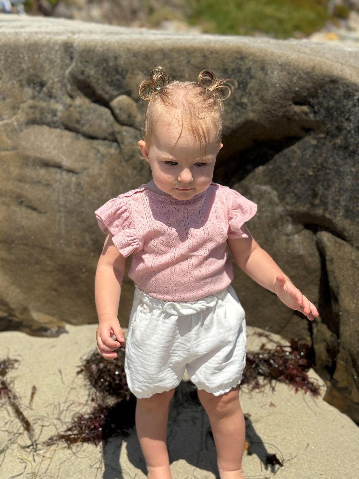wren onesies in pink stripe/floral/pointelle
