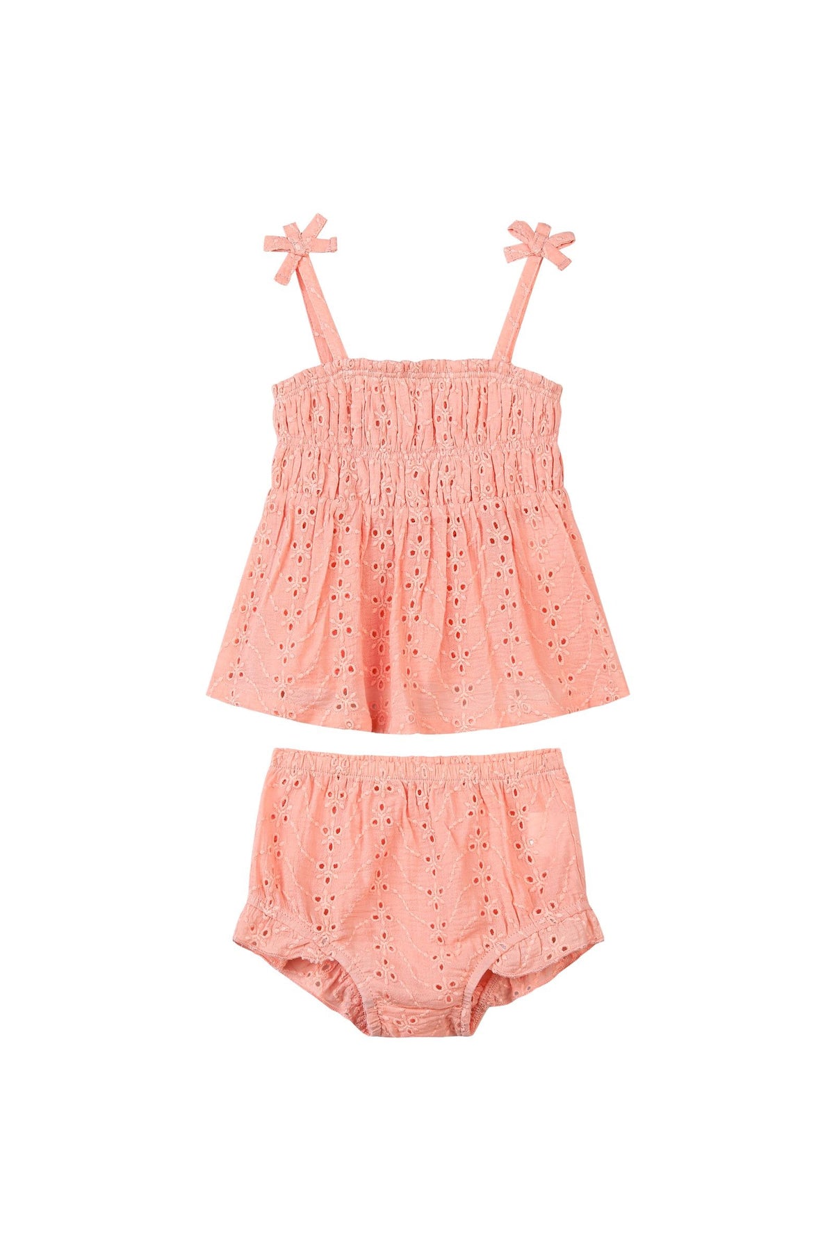 cassidy set in peach eyelet