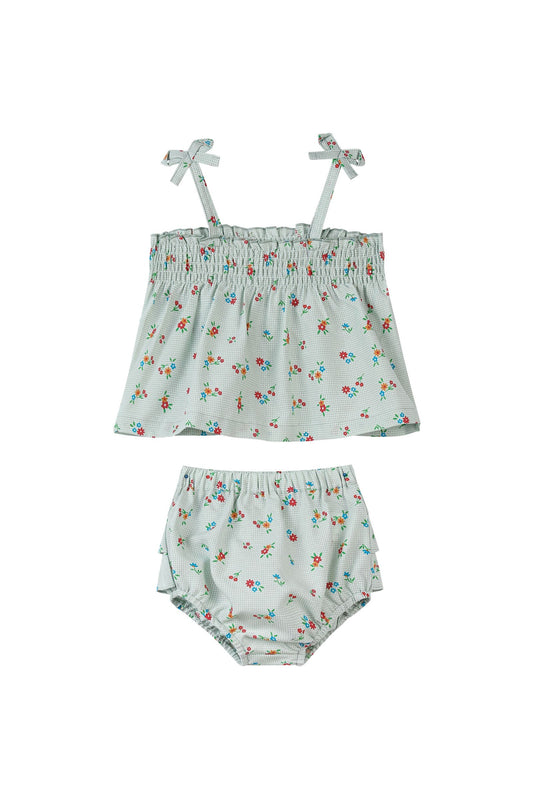 bianca set in green gingham floral