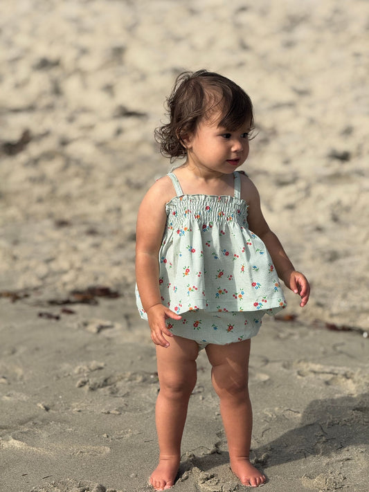 bianca set in green gingham floral