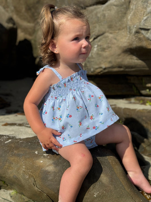 bianca set in blue gingham floral