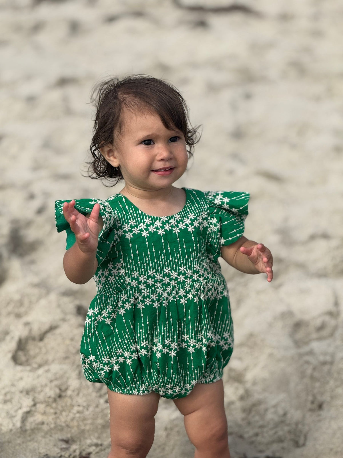 miranda bubble in green embroidery