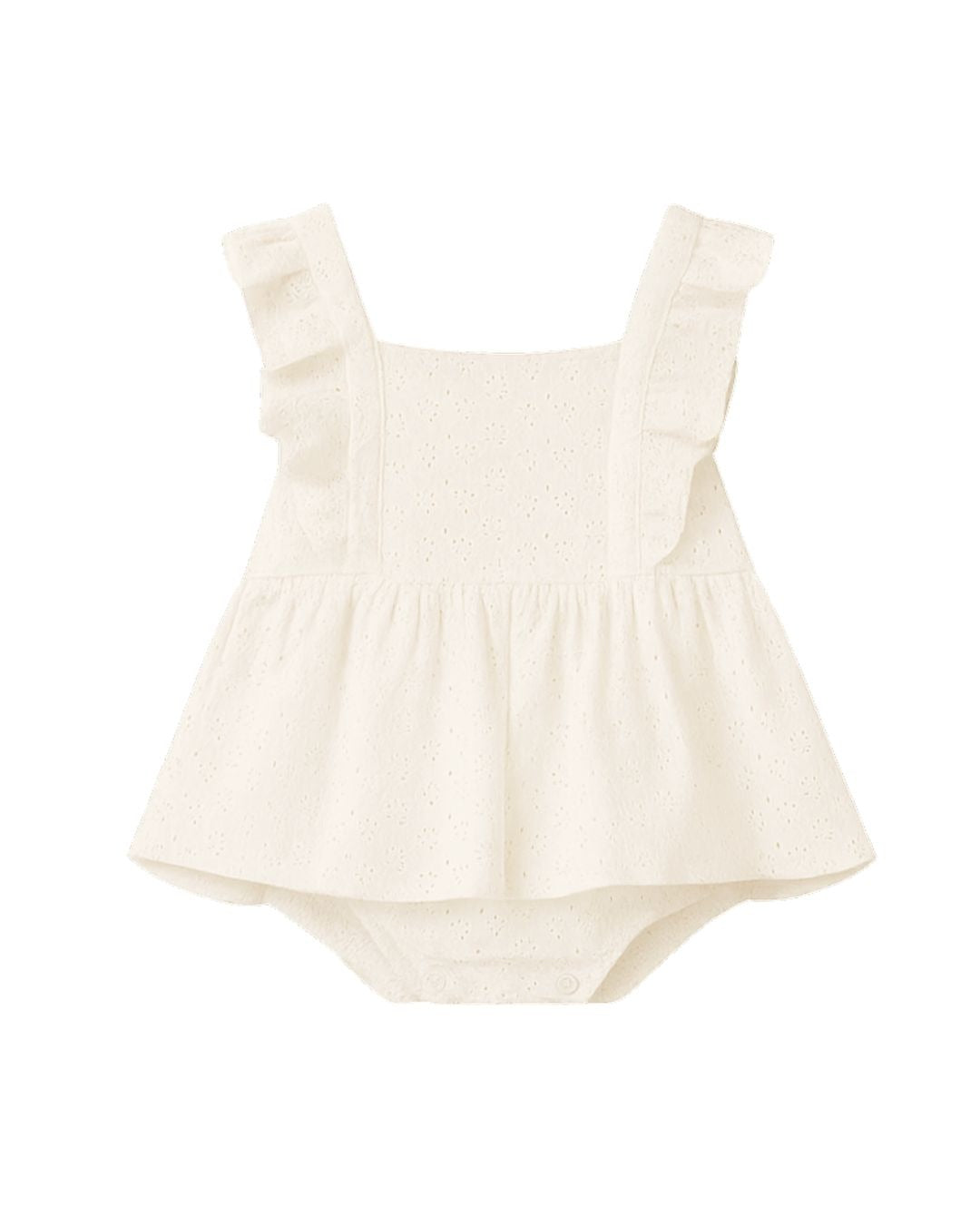 casey onesie dress in cream eyelet
