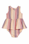 nellie onesie dress in pink & lavender stripe