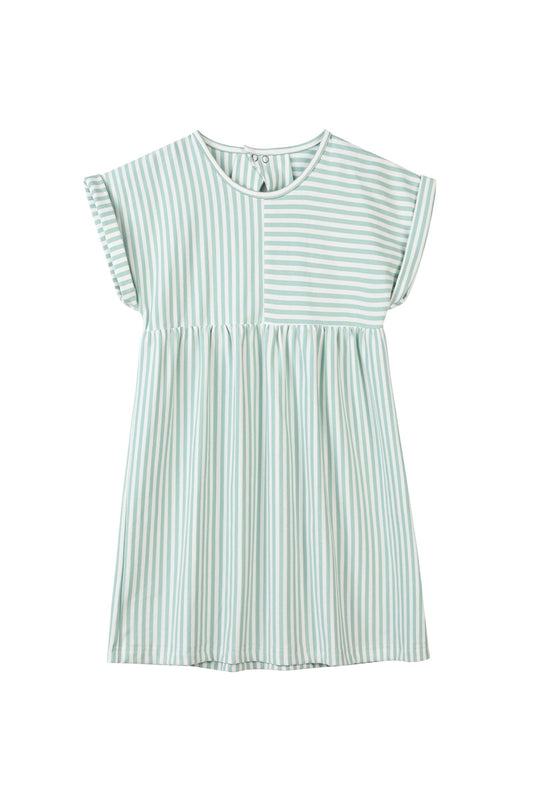 pearl dress in green stripe