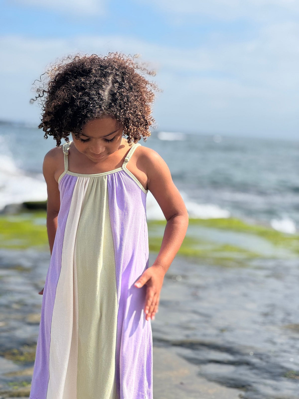 ruby dress in lilac/beige/green