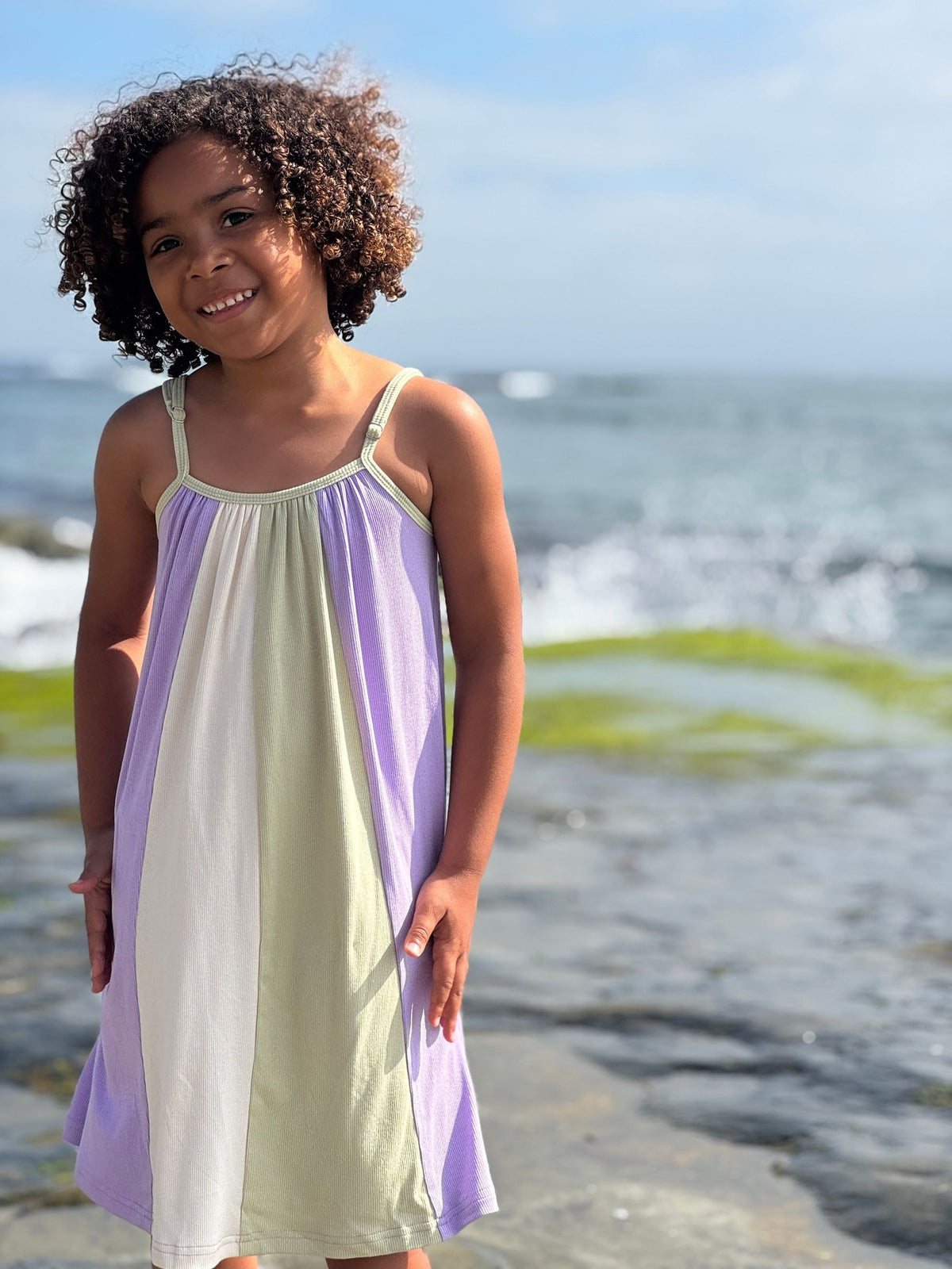 ruby dress in lilac/beige/green