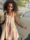 savannah dress in pink yellow multi-stripe