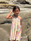 savannah dress in pink yellow multi-stripe