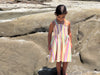 savannah dress in pink yellow multi-stripe