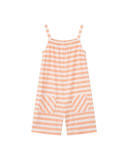 tallulah romper in peach stripe