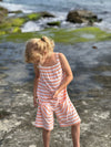 tallulah romper in peach stripe