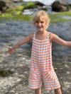 tallulah romper in peach stripe