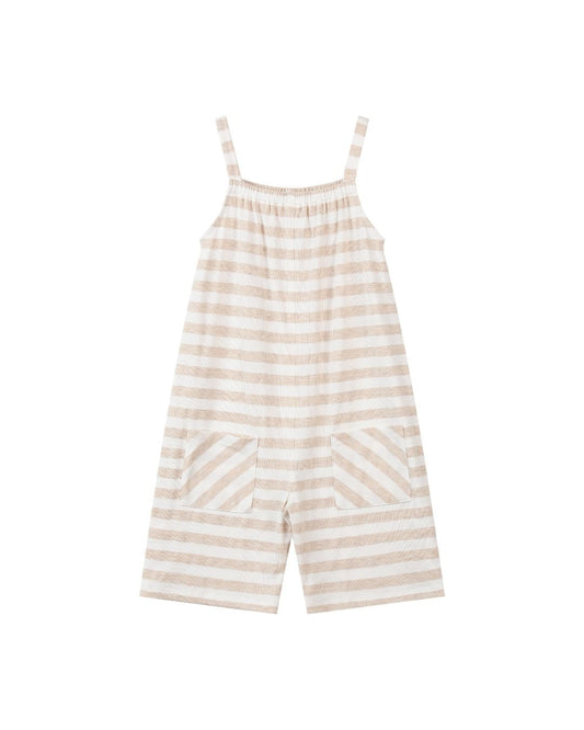 tallulah romper in oatmeal stripe