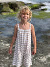tallulah romper in oatmeal stripe