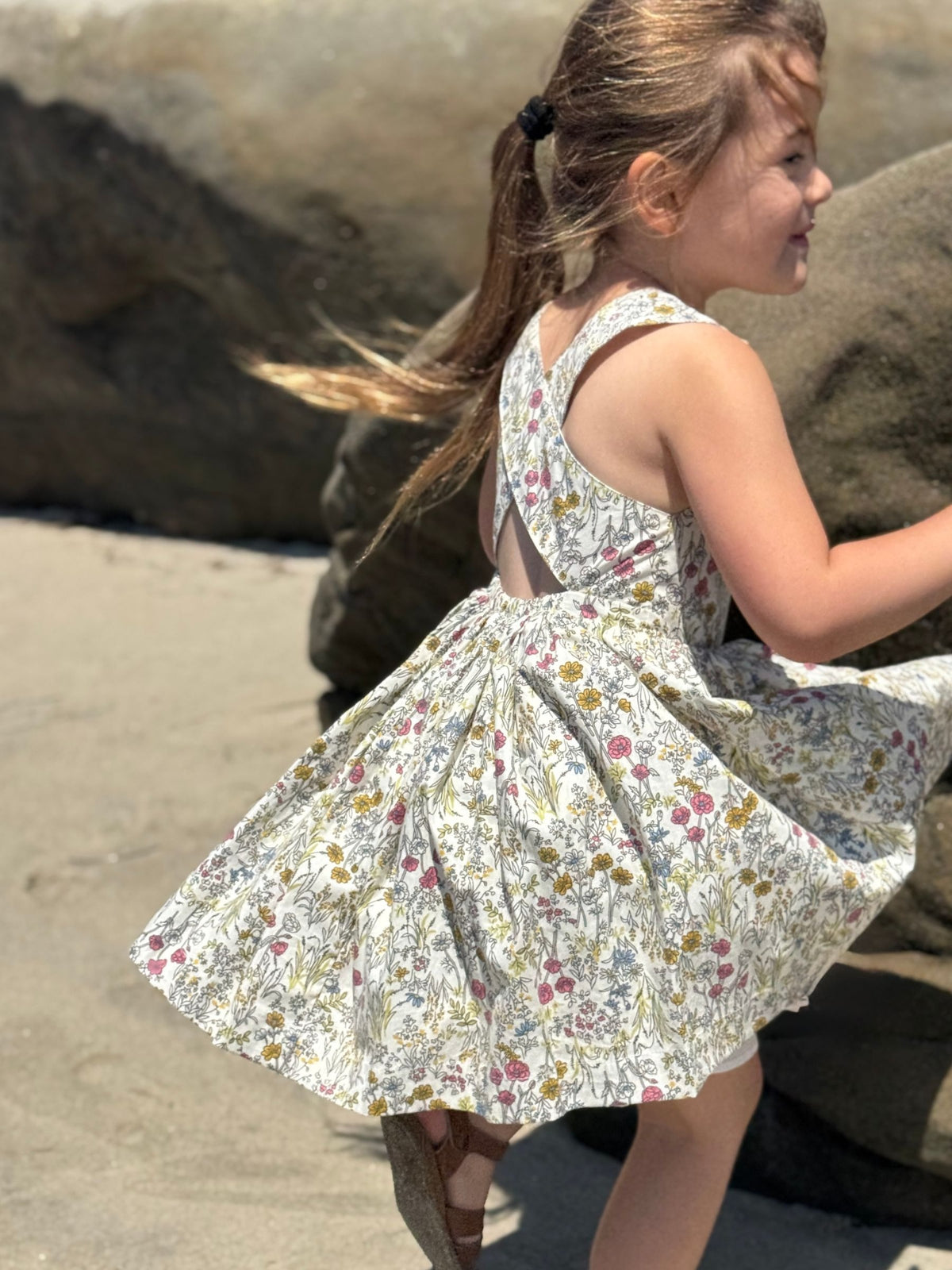 tilly dress in yellow meadow floral