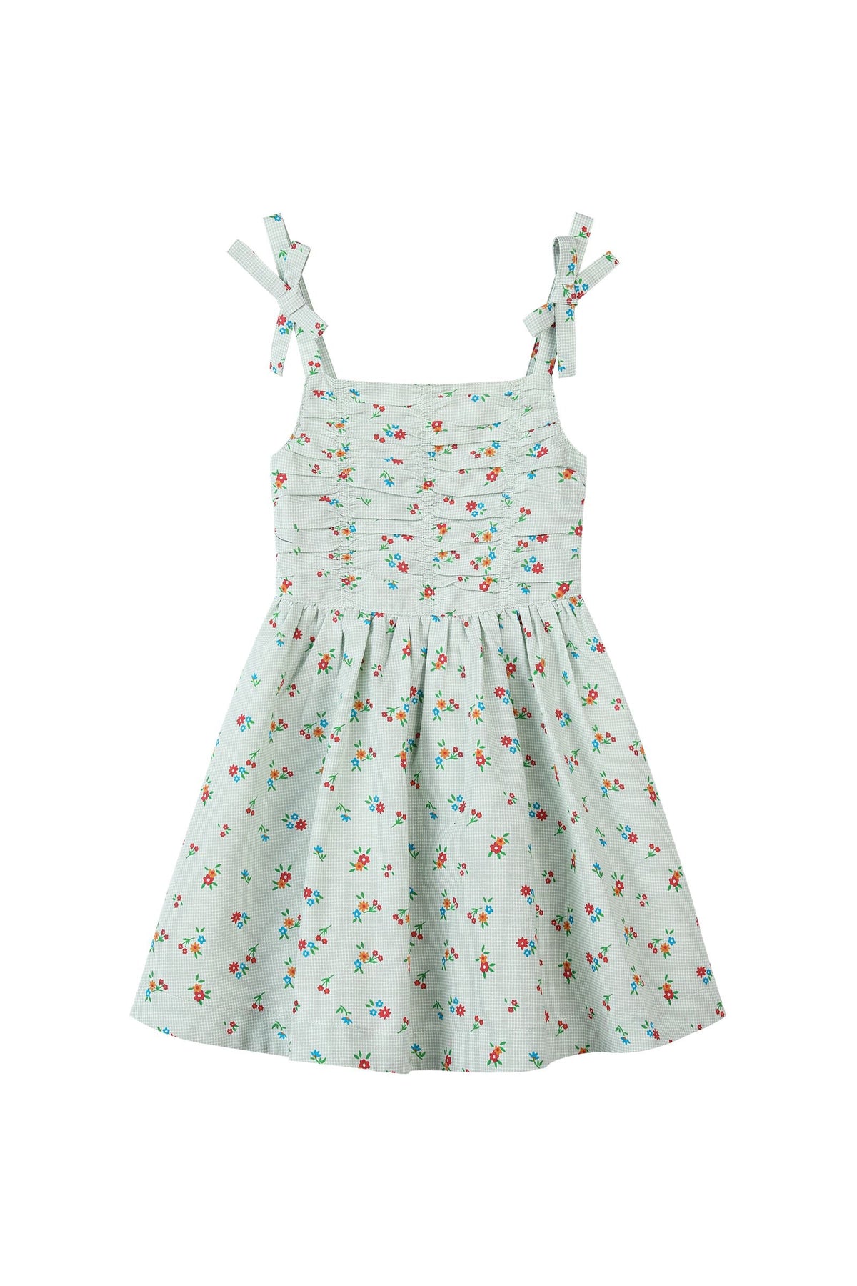 wynonna dress in green gingham floral