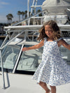emmie dress in navy sailboats