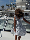 emmie dress in navy sailboats